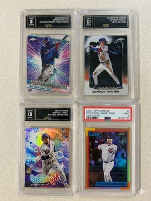 pete crow armstrong 4 card lot. Graded gem mint 10. Rookie card. PSA.