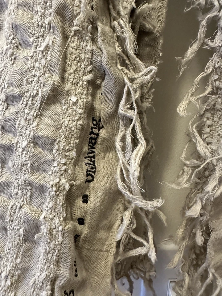 uma wang Beige Rayas Borla Algodón Bufanda Foto 2 de 4