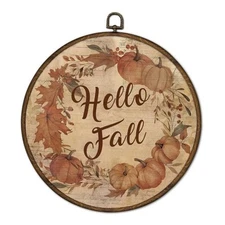 cvjutf Vintage Hello Fall Wall Art Framed, Farmhouse Fall Decor, Autumn fall
