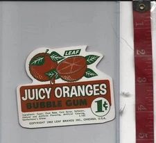 Vintage 1962 vending machine display 1c Juicy Oranges Gum card 