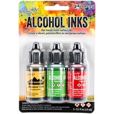 Tim Holtz Alcohol Ink .5oz 3/Pkg Conservatory-Honeycmb/Botanical/Poppyfld NEW