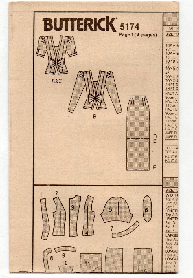 BUTTERICK 5174 DESIGNER JESSICA HOWARD SEWING PATTERN TOP, SKIRT SZ S 6 8 10 - Image 3 of 3