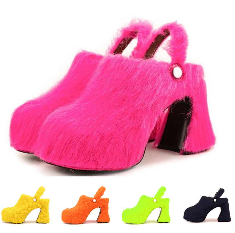 PANTOFOLA D’ORO Sandali donna plateau tacco alto grosso mulo cinturino alla caviglia estivi pelliccia ciabatte