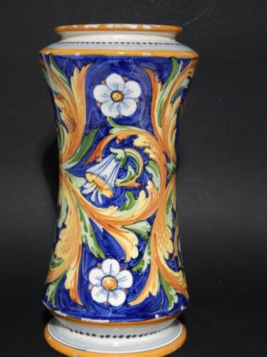 ANTICO VASO ALBARELLO CERAMICA CALTAGIRONE EPOCA 1800 COM STEMMA ARALDICO - Imagen 5 de 11