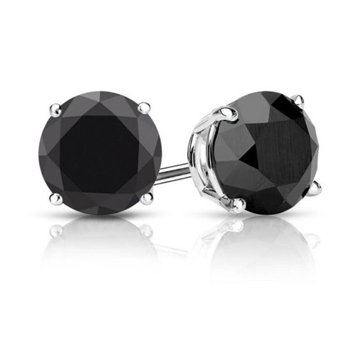 1.0Ct Round Cut Lab-Created Spinel Stud Woman's Earrings 14K White Gold Finish - Picture 5 of 7