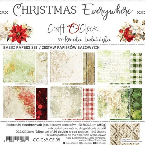 8" x 8" scrapbooking paperpad Christmas Everywhere Backgrounds 24 sheets - Picture 1 of 9