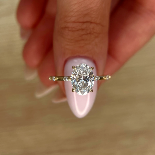 2 kt ovale Form F/VS1 im Labor gezüchteter Diamant Verlobungsring 10 kt Gelbgold Ring