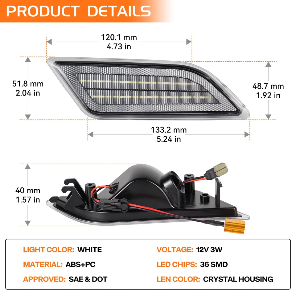 For 2012-2014 Mercedes Benz W204 C250 C300 C350 2x Front LED Side Marker Lights  - Изображение 3 из 4