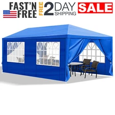 Carpa 10x20 Azul Para Fiestas De Exterior Patio Playa Con 6 Paredes Impermeable