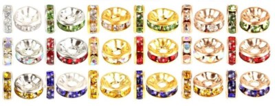 10 Strassrondelle Rhinestone 6mm Messing-SILBERN Farbwahl