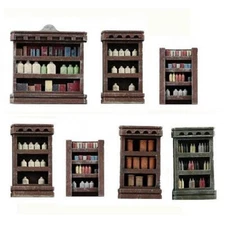 N Scale Interior Merchant Shelving 7 total DETAILED Shelving Units, unpainted