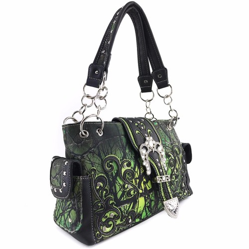 Justin West Camouflage Western Camo Rhinestone Buckle Conceal Carry Purse Wallet - Picture 104 of 116