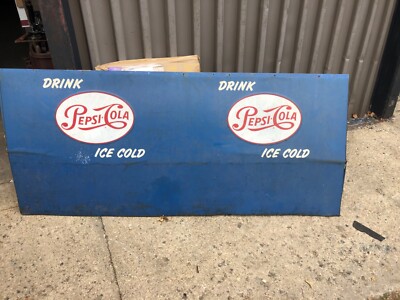 large vintage metal Pepsi Cola cooler panel sign embossed 72” x 32