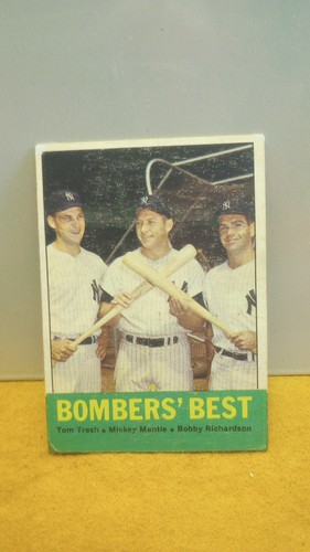 1963 Topps Baseball #173 "Bombers' Best" Mantle, Tresh, Richardson - Screw Down - Picture 4 of 13