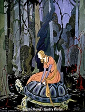 Girl on a Turtle 8.5x11" Photo Print Virginia Sterrett Fantasy Illustration Art