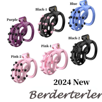 Male Chastity Cage Detachable Spikes Chastity CB Lock Cage with 4 Rings