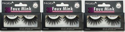 Eye Lashes 3D Faux Mink Nabi 3D N11 Reusable Beauty Fashion Lightweight (3 Pair)