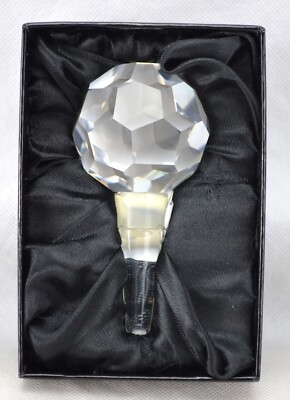 Saks Fifth Avenue Black Cut Ball Crystal Bottle Wine Stopper Beautiful Gift Home