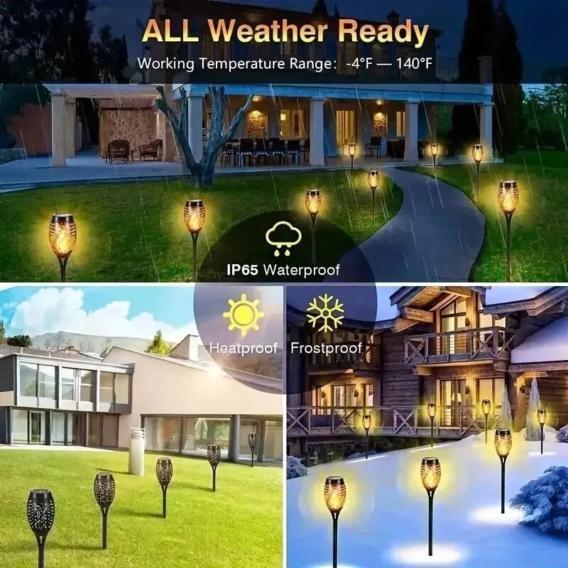 12LED Solar Flame Torch Light Waterproof Garden Decoration Outdoor - Image 2 of 4