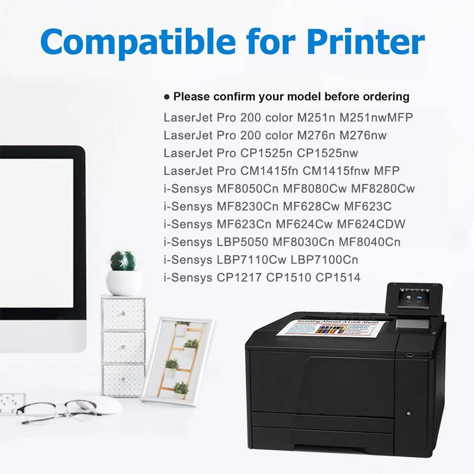 4x Cartucho de tóner CF210A 131A para HP LaserJet Pro 200 M251nw MFP M276nw M276n Foto 3 de 4