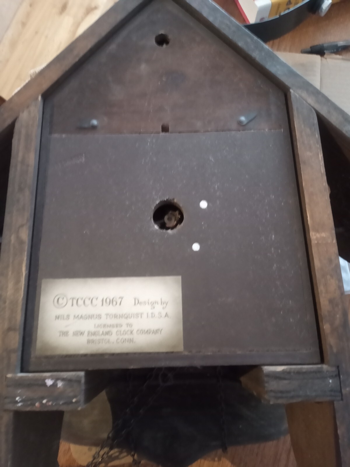 Vintage 1967 NEW ENGLAND CLOCK CO AMERICAN CUCKOO BIRD CLOCK & WEIGHTS