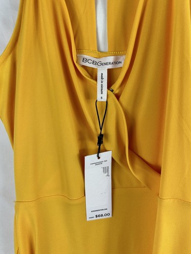 BCB Generation Yellow Faux Wrap Spaghetti Strap Sleeveless Mini Dress Size S NWT - Picture 8 of 9