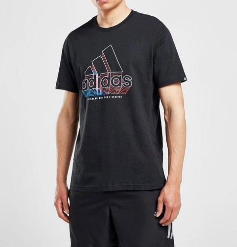 Adidas Men Brand with Three stripes T-Shirt SHORT SLEEVE CREW NECK - Picture 4 of 11