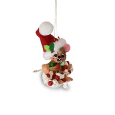 2020 ANNALEE ~ Christmas Ornament ~ 3" ~ "Stringing Popcorn Mouse" ~  New