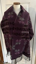 Fendi Fringed Aztec Print Scarf Shawl Made In Italy 74" Long Acrylic