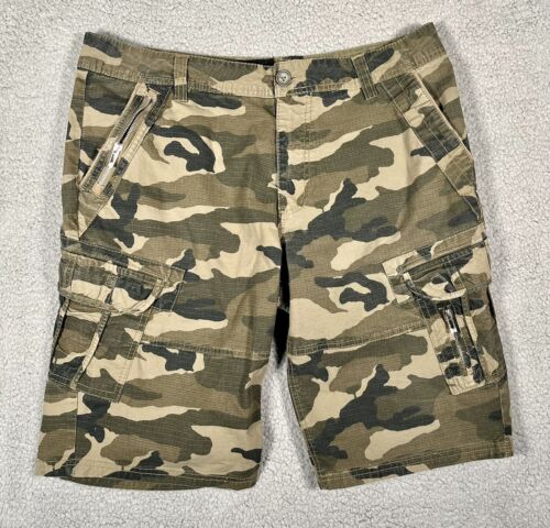 Ecko Unltd. Shorts Mens Size 34 (actual 36) Camouflage Rip Stop Cargo Pockets - Photo 1/14