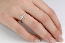 DIAMOND CROSS RING 14 K WHITE GOLD .15 CT DIAMONDS