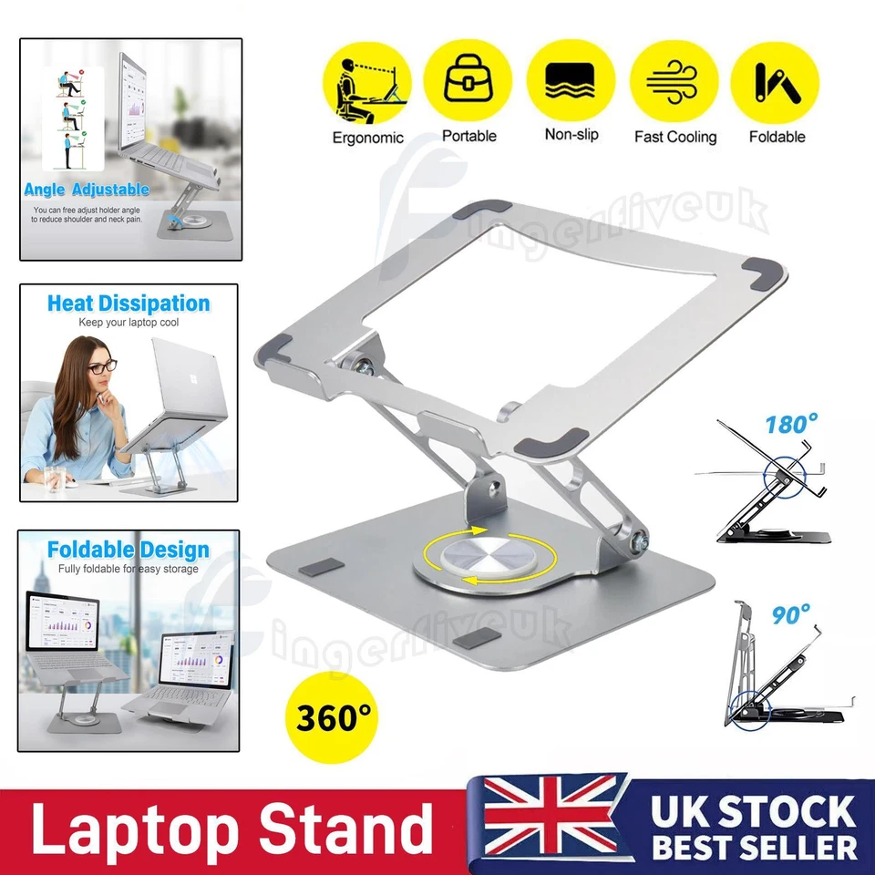 360° Metal Portable Laptop Tablet Stand Desktop Riser Bracket Adjustable Holder - Image 4 of 4