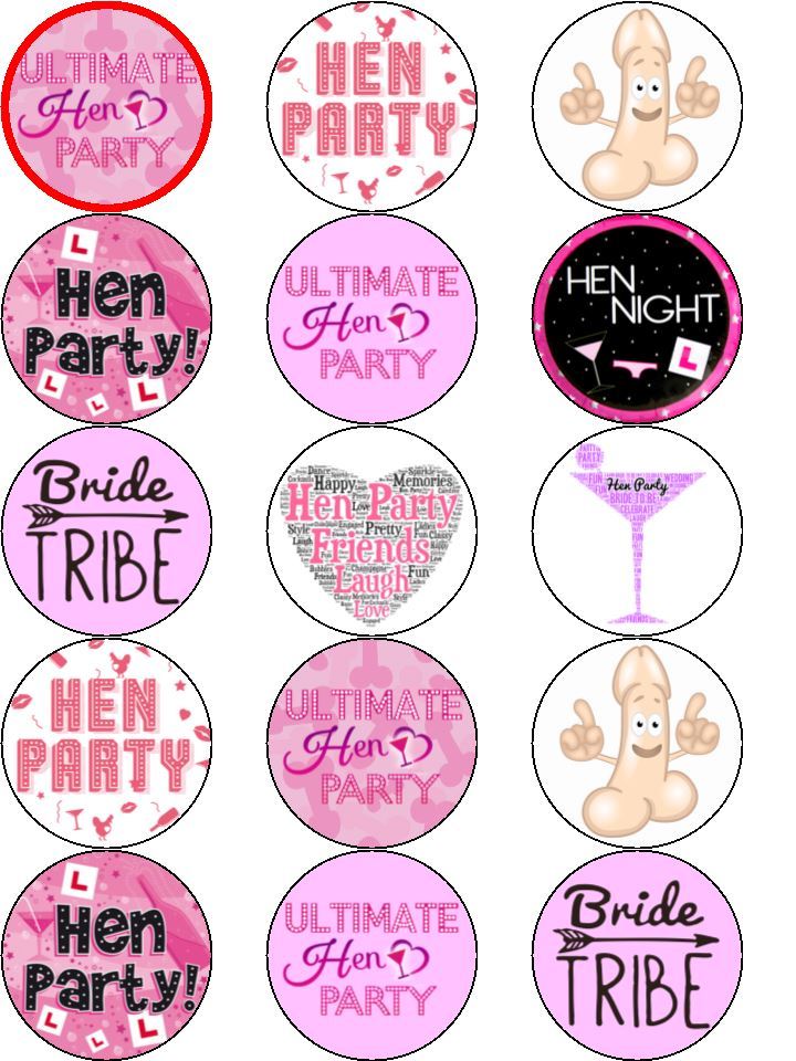 Hen Night party pink Rude bride tribe edible cupcake Toppers Wafer or