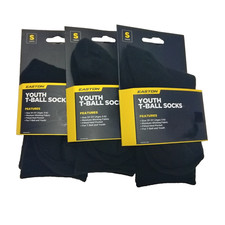Easton T-Ball Socks Youth Small size Ages 3-6 3-Pair Bundle black