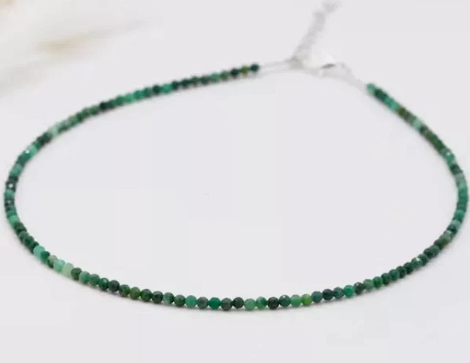 Gargantilla Esmeralda Natural Piedra Verde Reina Collar Mayo Piedra Natal Joyería Regalos Foto 3 de 4