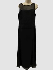 $290 Ralph Lauren Women's Black Ruched Belted Scoop-Neck Formal Dress Size 12