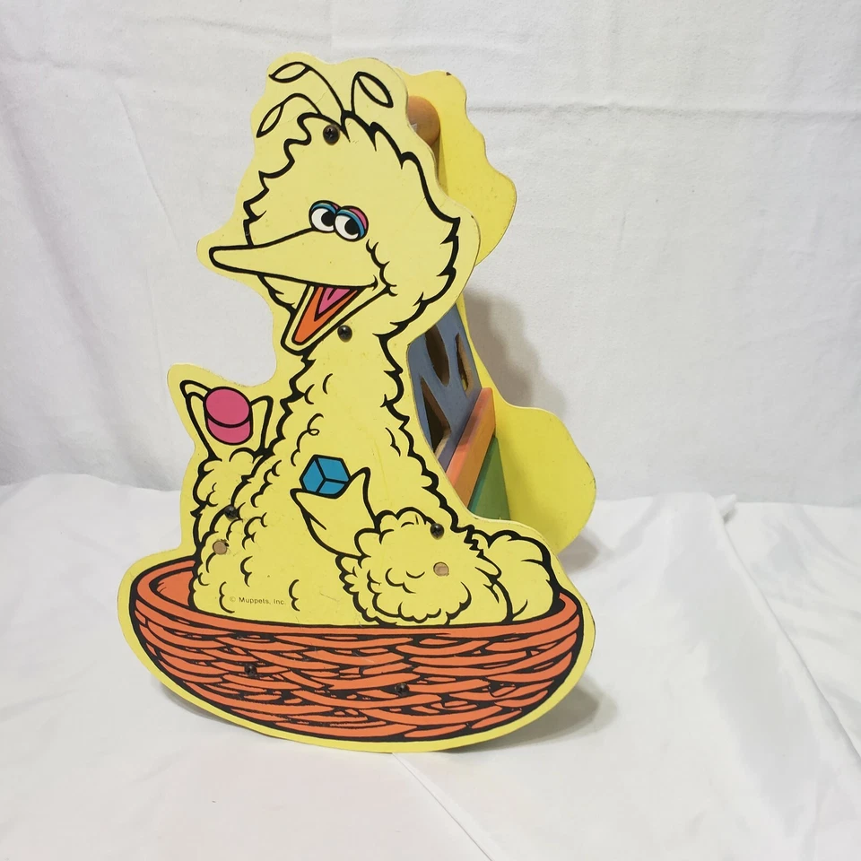 De colección Sesame Street Big Bird forma clasificador juguete mecedor de madera con campana Foto 2 de 4
