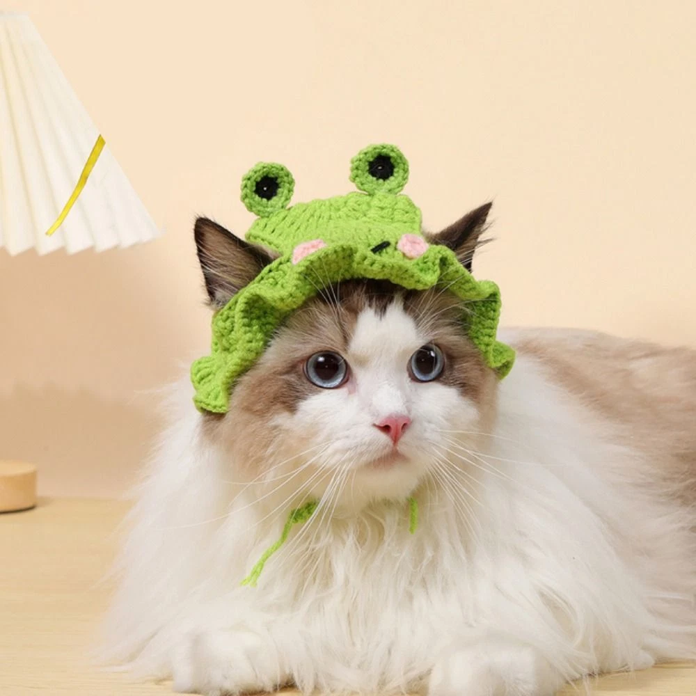 Elastic Handmade Winter Warm for Party Photo Props Frog Hat Cat