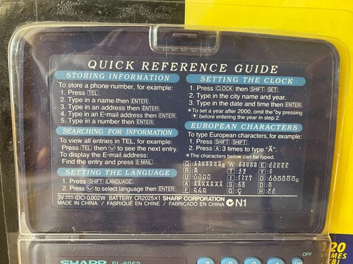 Sharp EL-6052B Electronic Organiser NEW SEALED BOXED BNIB Calculator Clock Memo - Afbeelding 4 van 5