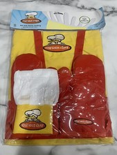 Curious Chef 4 pc Child Chef Textile Set - Apron, Chef's Hat, 2 Mitts