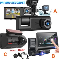 Dash Cam Car Dual Lens 1080P HD Front/Rear/Inside Video Recorder Camera G-sensor