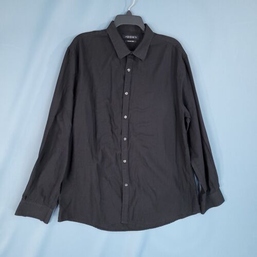 Axist Men's Slim Fit Button Up Shirt Long Sleeve Black Size XL