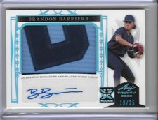 2022 Leaf Trinity Brandon Barriera Platinum Foil XRC Patch Auto 19/25 Blue Jays