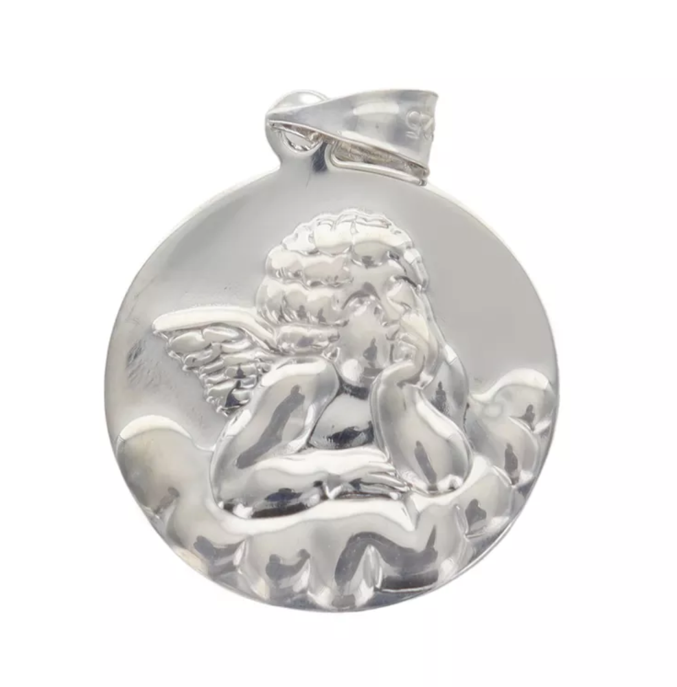 Pendentif Médaille Ange En Argent Massif 925/1000 - Neuf Avec étiquettes, Marque Bijouxia