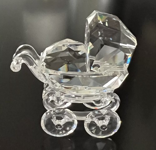 Swarovski Silver Crystal Baby Carriage Pram Stroller Figure 199197 Box COA 1996 - Picture 10 of 15