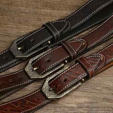 Vintage 5MM Thickness Distinctive Texture Cowhide Leather Belt Hammered Grain