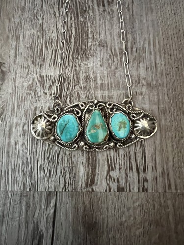 TURUQOISE ROYSTON CONCHO PENDANT ~STERLING~SIGNED *NOS* - Picture 4 of 10
