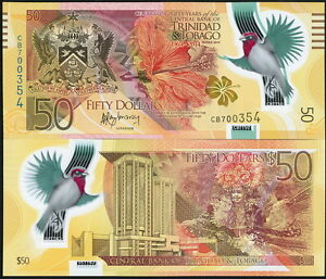 Beautiful New Commemorative Polymer Note Trinidad Tobago 50 Bird Flower Unc Ebay