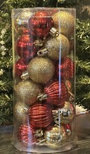 1 Pack 24ct Christmas ball Shatterproof ornaments 2" RED GOLD Glitter