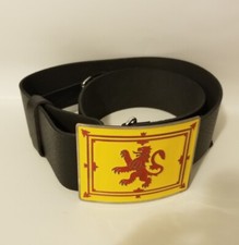 Vintage Made In Scotland Kilt Belt And Buckle With Enameled Rampant Lion UNUSED